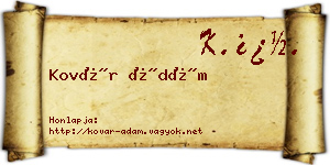 Kovár Ádám névjegykártya